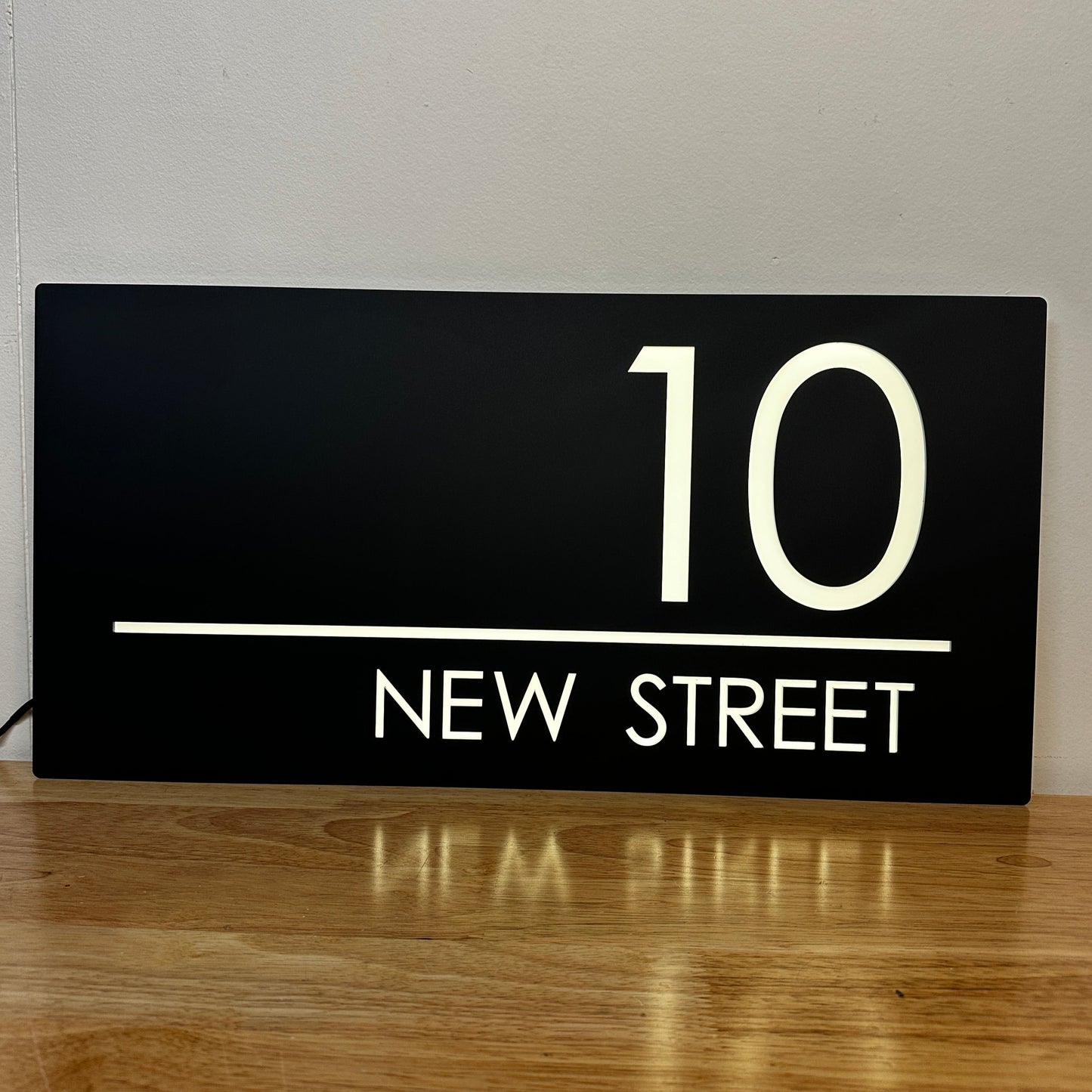Illuminated House Number Sign - Landscape - Style 1
