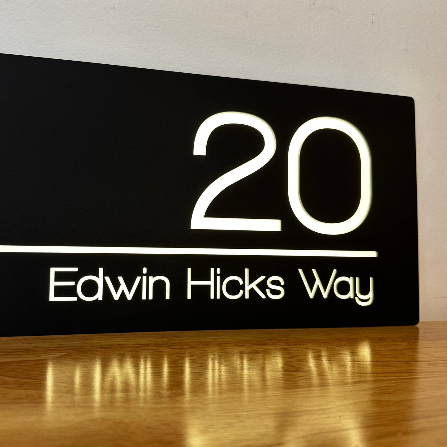 Illuminated House Number Sign - Landscape - Style 1