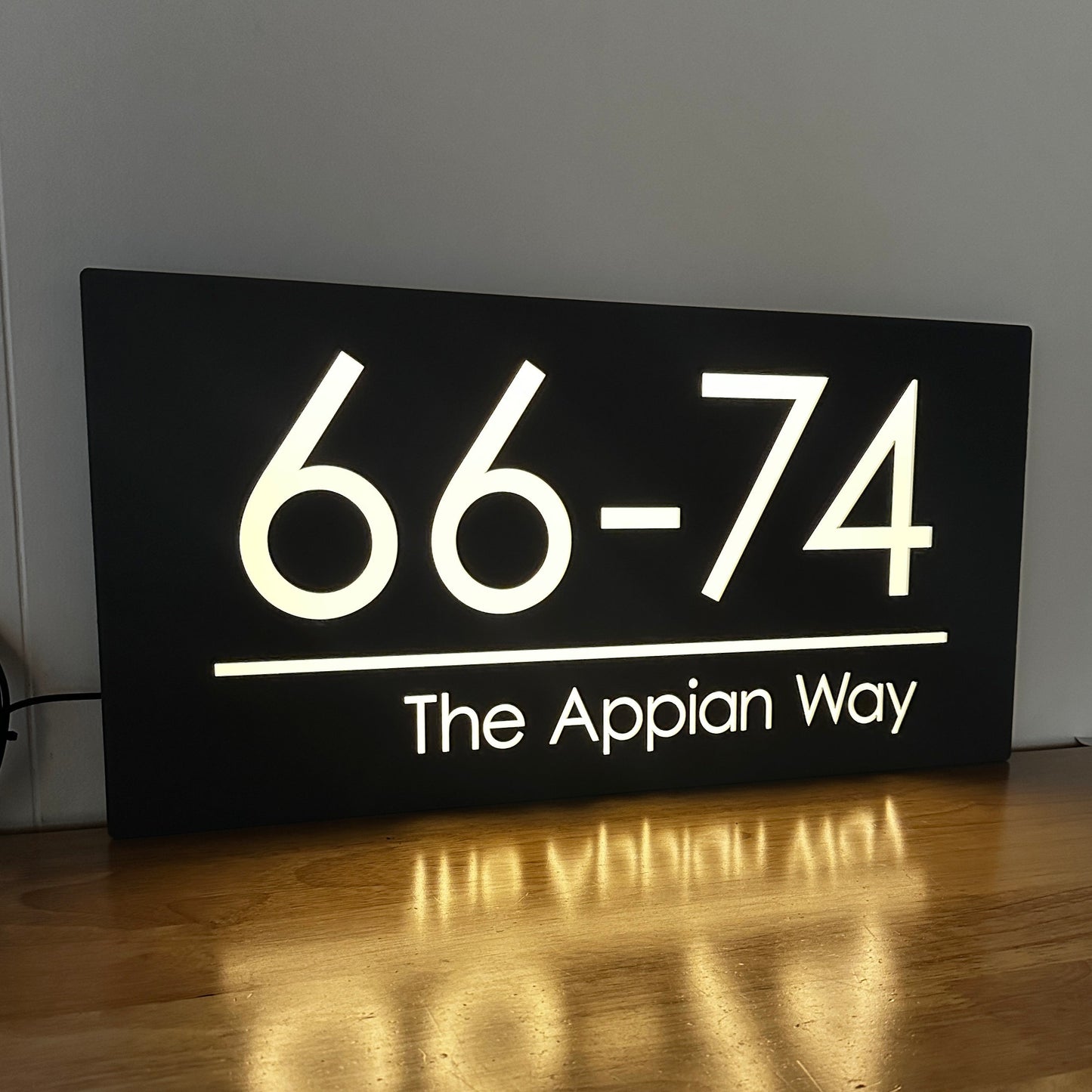 Illuminated House Number Sign - Landscape - Style 1