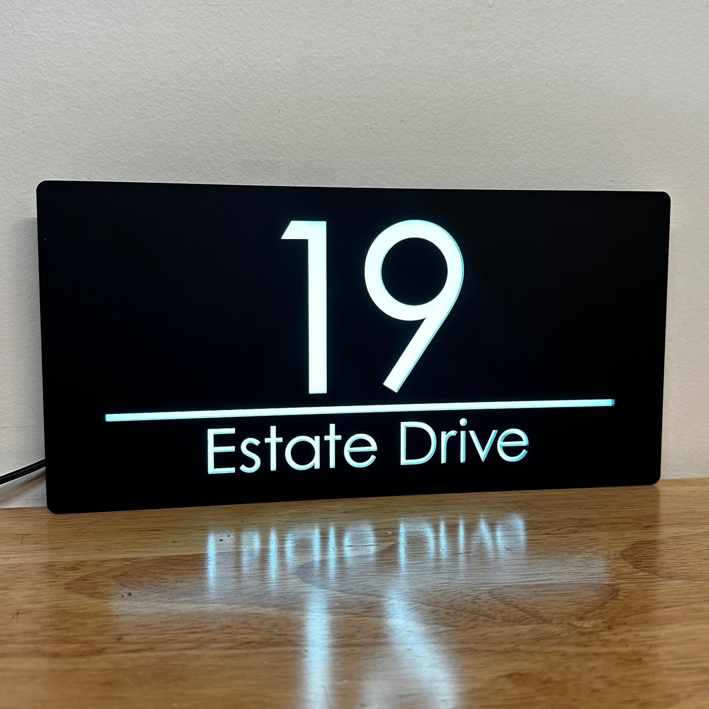 Illuminated House Number Sign - Landscape - Style 1