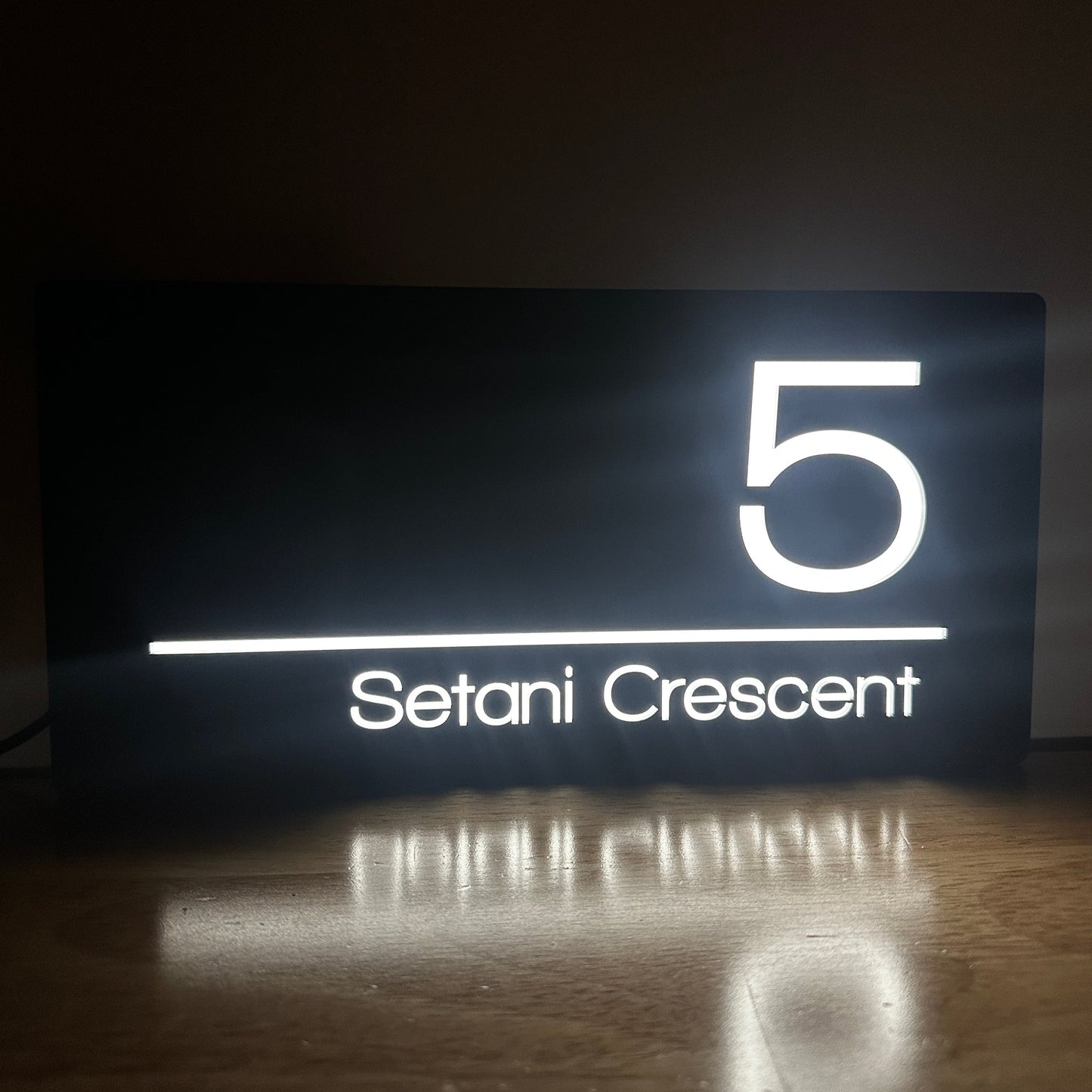 Illuminated House Number Sign - Landscape - Style 1