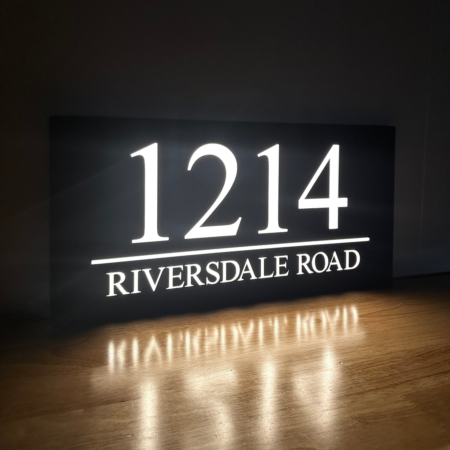 Illuminated House Number Sign - Landscape - Style 1