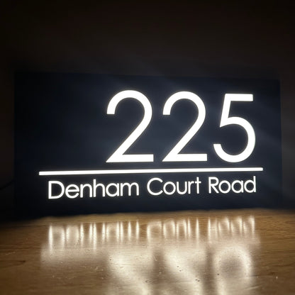 Illuminated House Number Sign - Landscape - Style 1