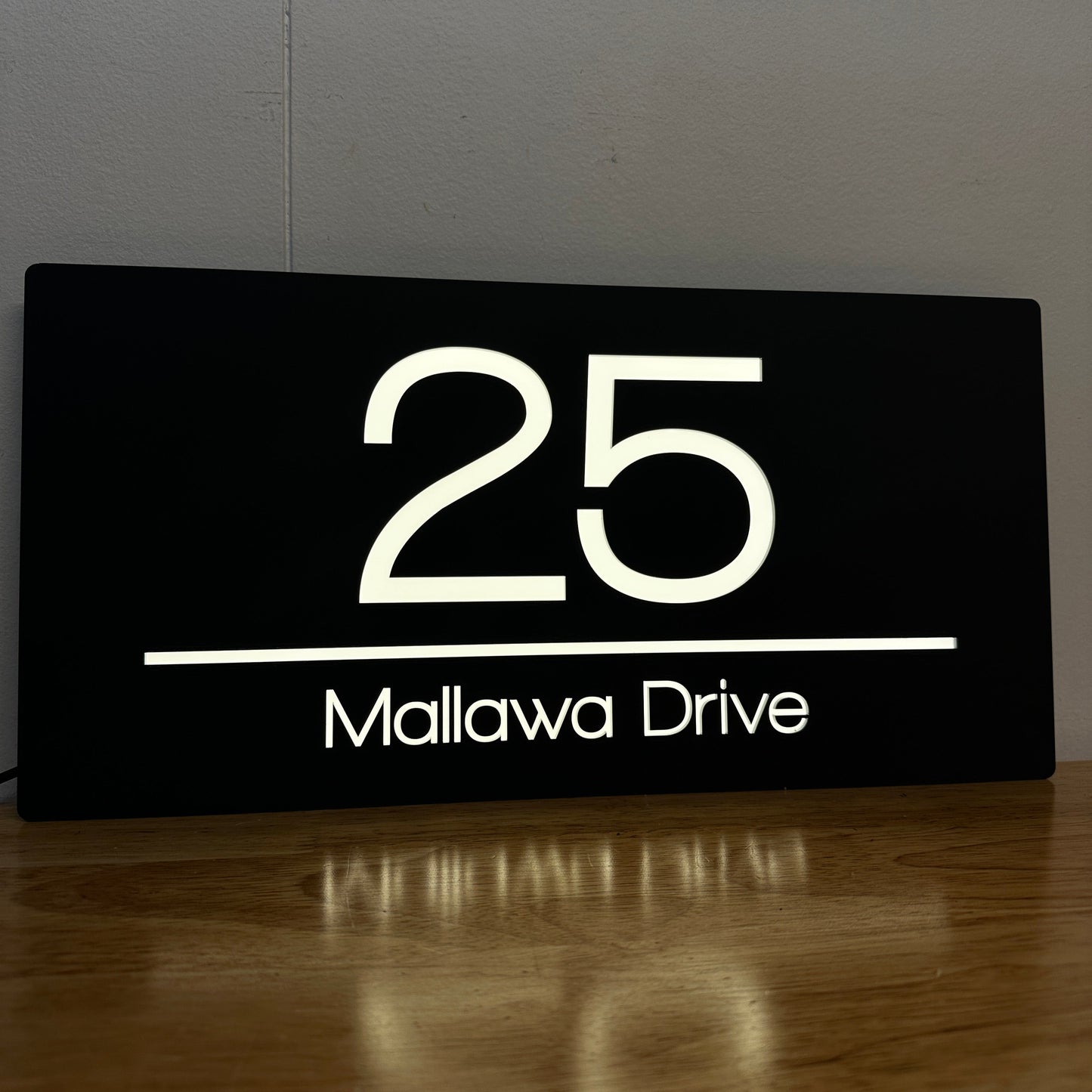 Illuminated House Number Sign - Landscape - Style 1