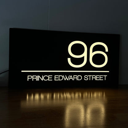 Illuminated House Number Sign - Landscape - Style 1