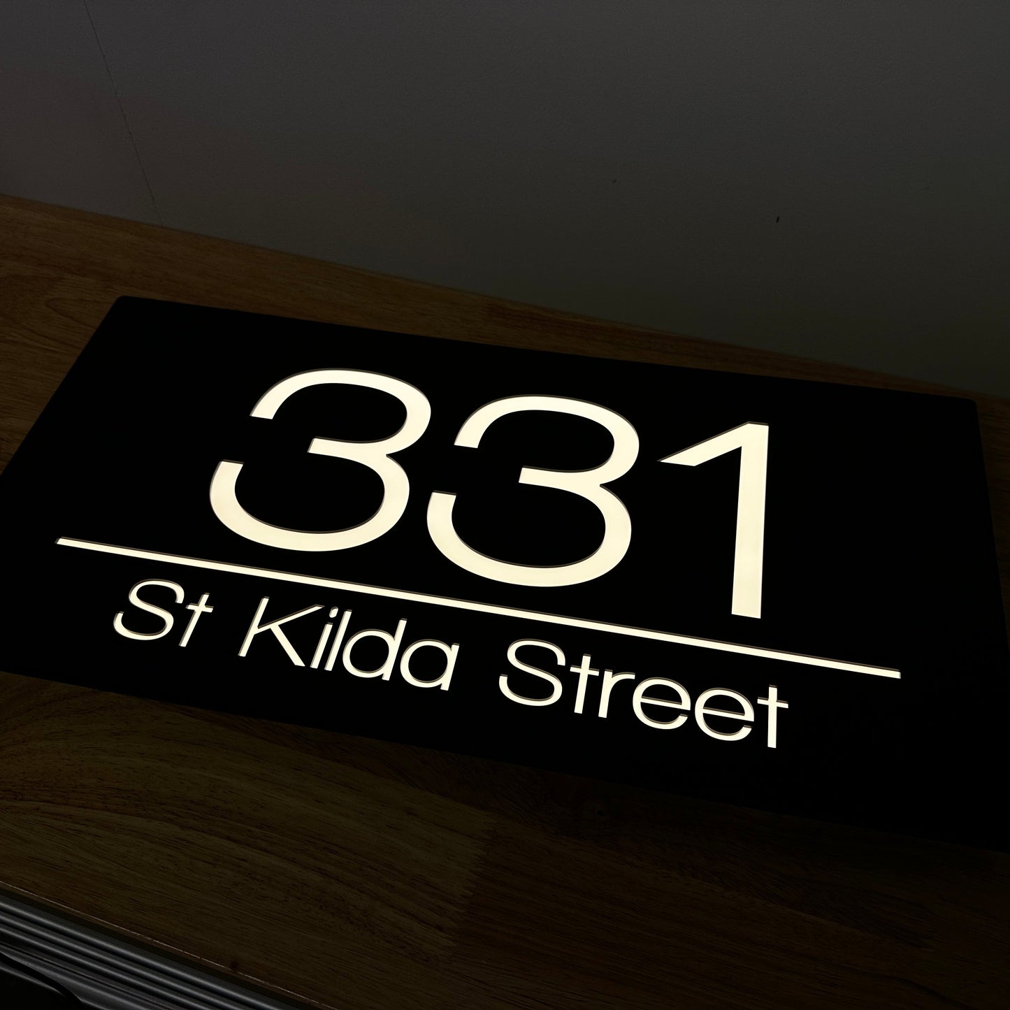 Illuminated House Number Sign - Landscape - Style 1