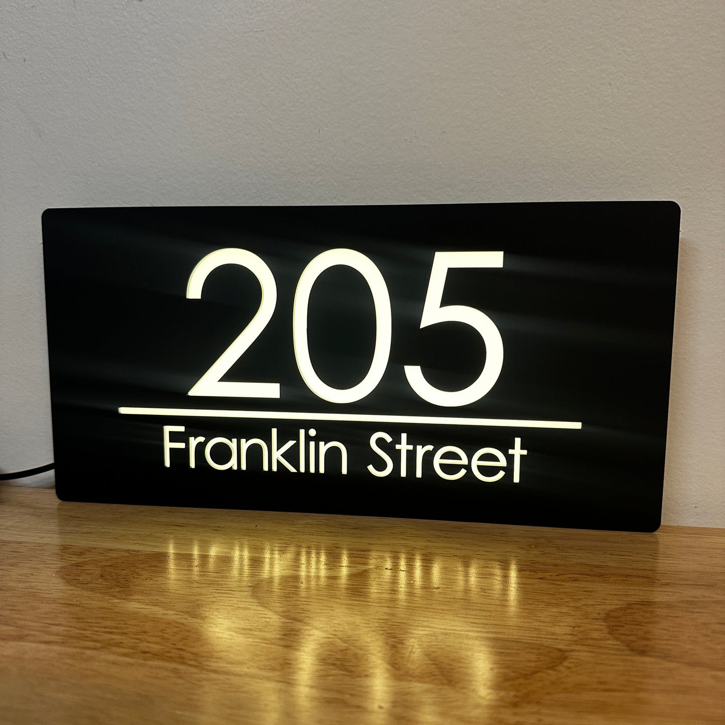 Illuminated House Number Sign - Landscape - Style 1