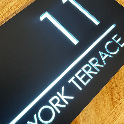 Illuminated House Number Sign - Landscape - Style 1