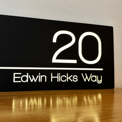 Illuminated House Number Sign - Landscape - Style 1