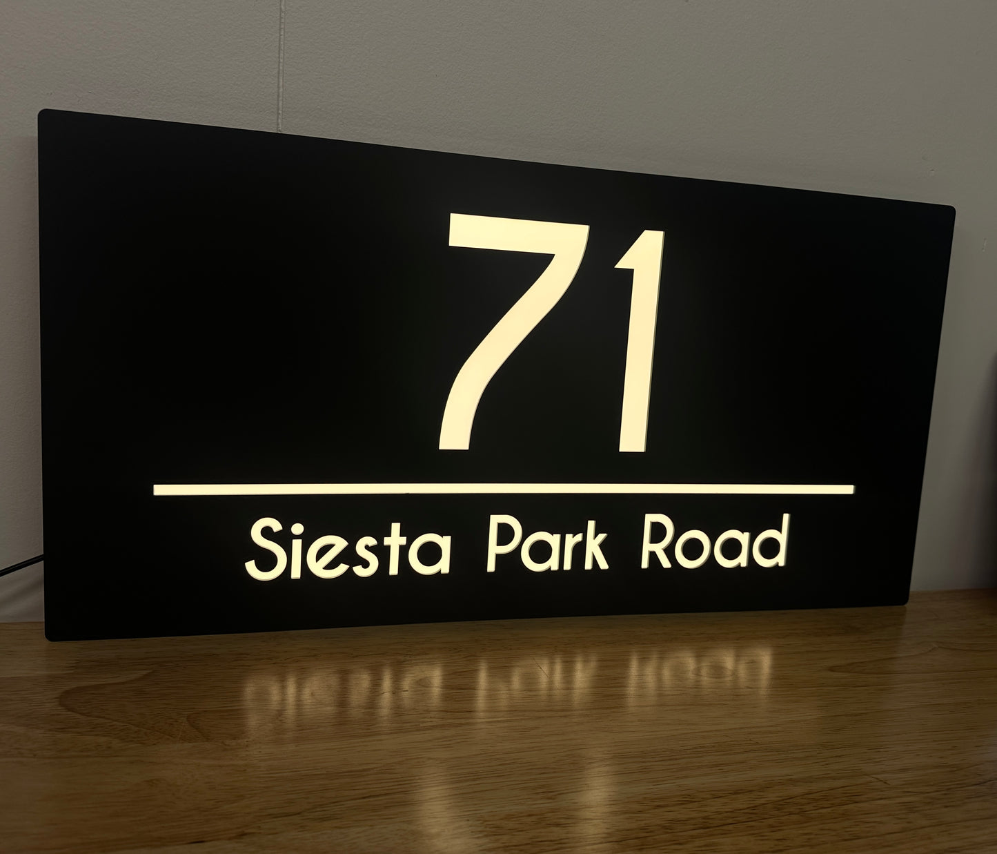 Illuminated House Number Sign - Landscape - Style 1