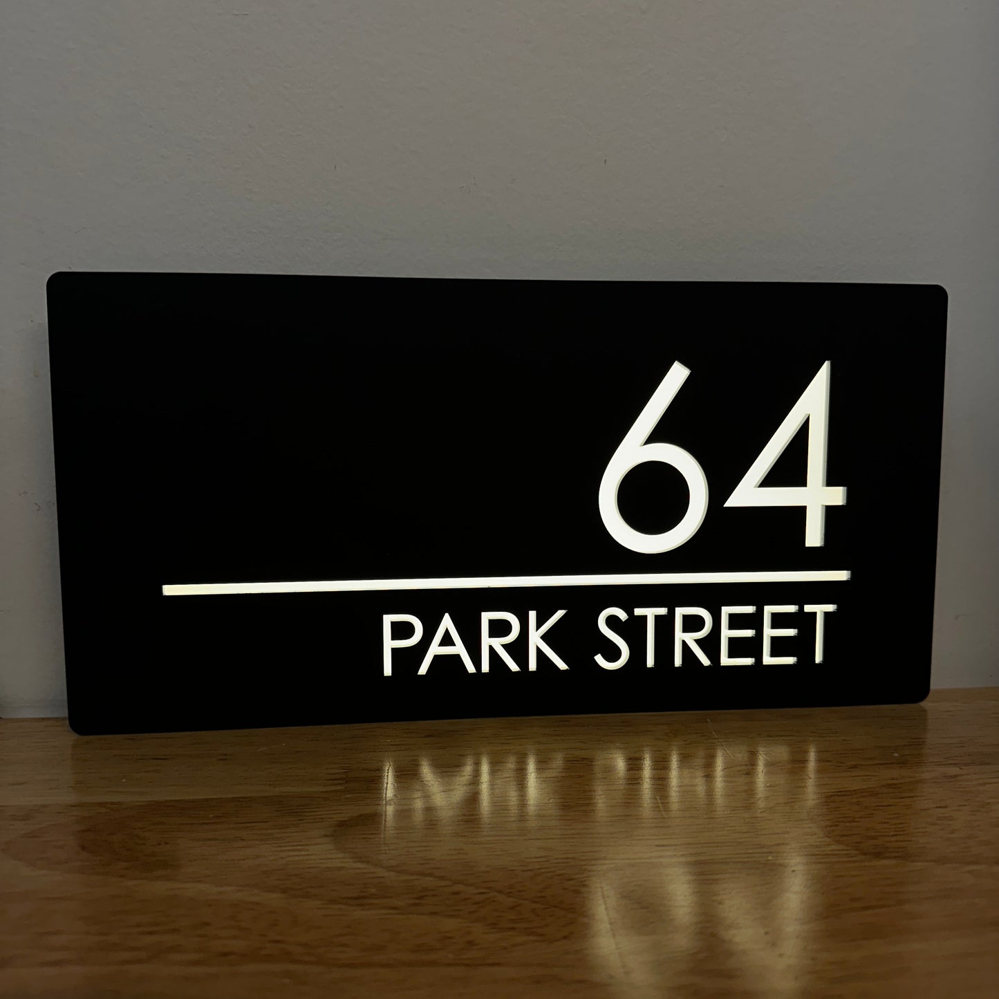 Illuminated House Number Sign - Landscape - Style 1