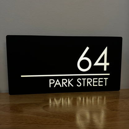 Illuminated House Number Sign - Landscape - Style 1