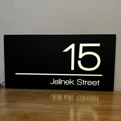 Illuminated House Number Sign - Landscape - Style 1