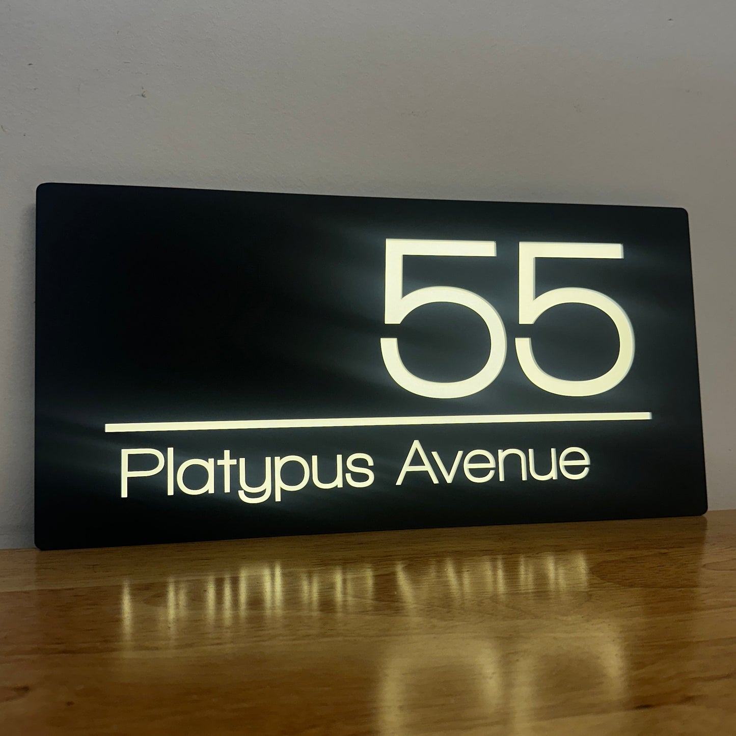 Illuminated House Number Sign - Landscape - Style 1