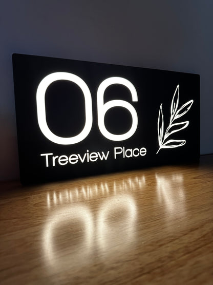 Illuminated House Sign - Leaf