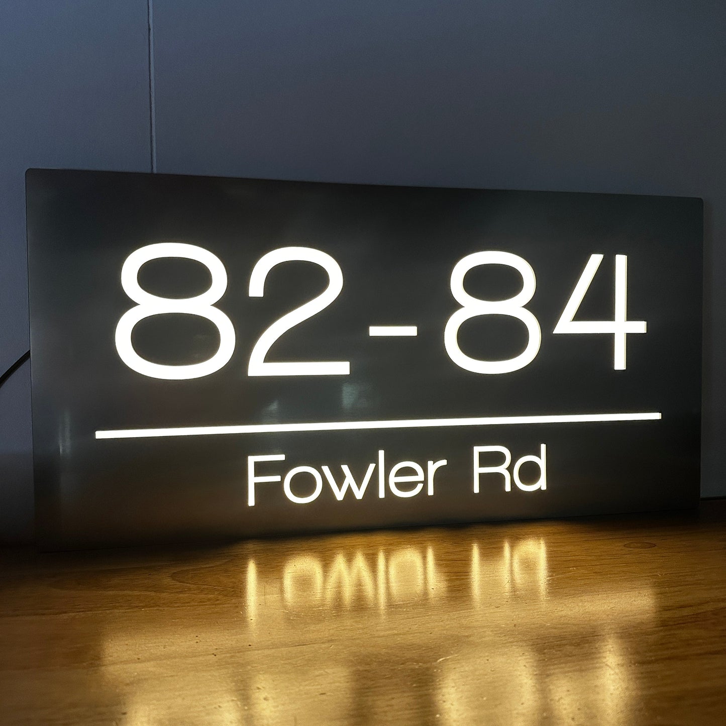 Illuminated House Number Sign - Landscape - Style 1