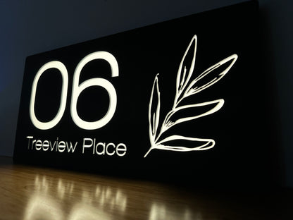 Illuminated House Sign - Leaf