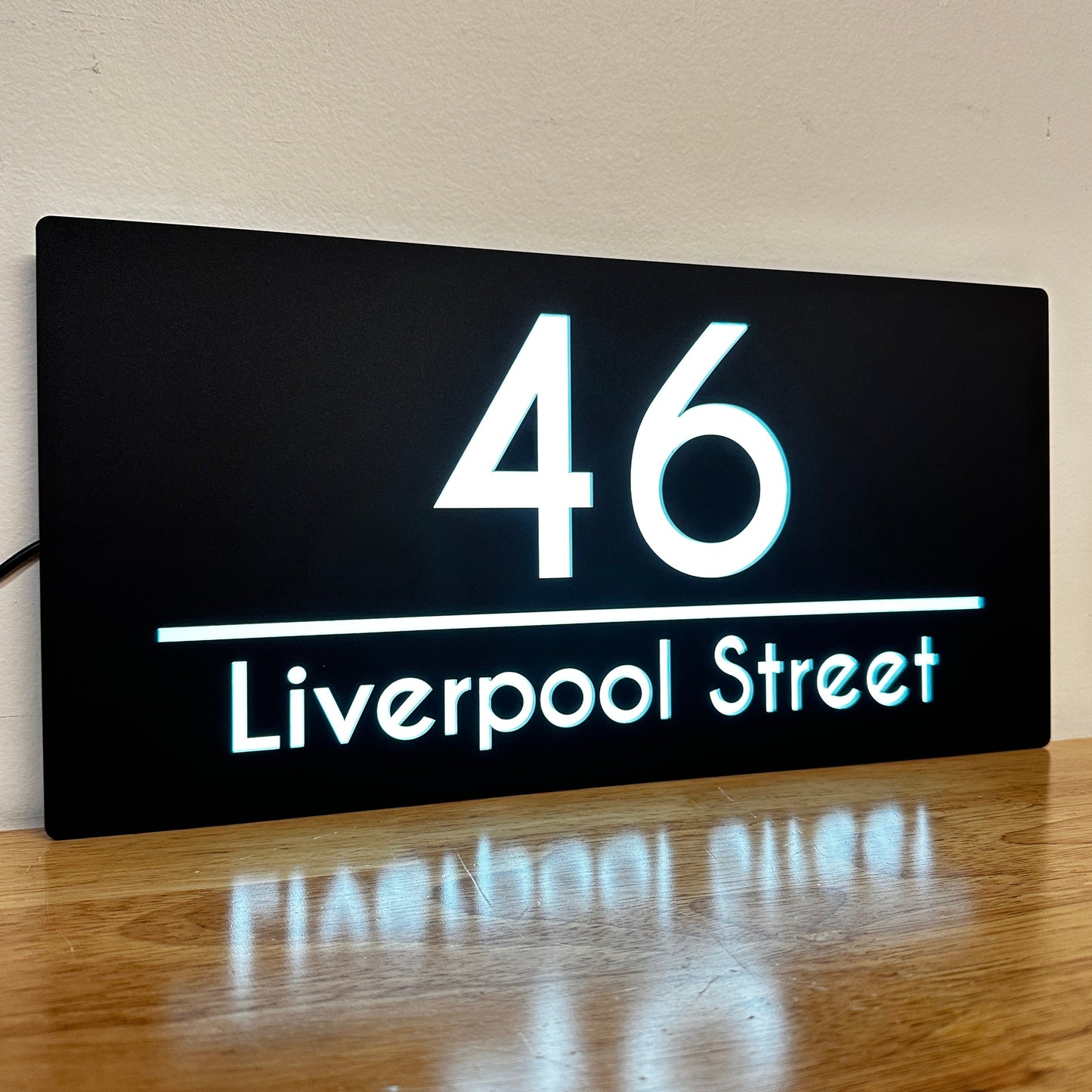 Illuminated House Number Sign - Landscape - Style 1