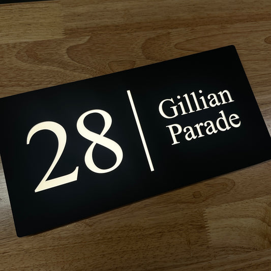 Illuminated House Number - Landscape - Style 2