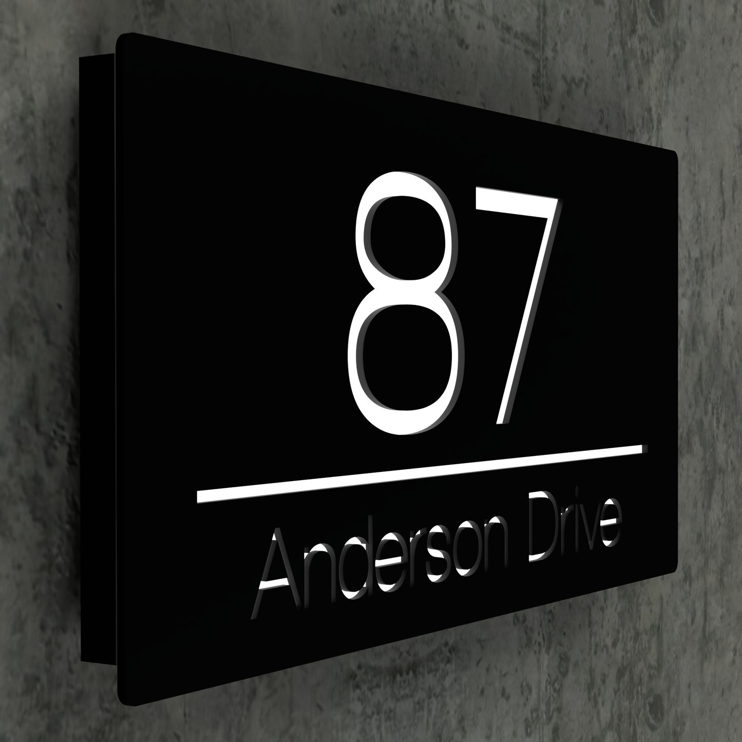 Illuminated House Sign - Square Geometric