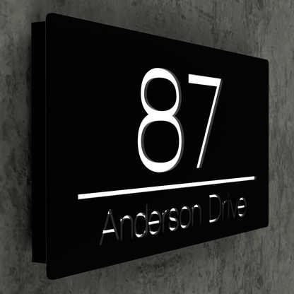 Illuminated House Sign - Square Geometric