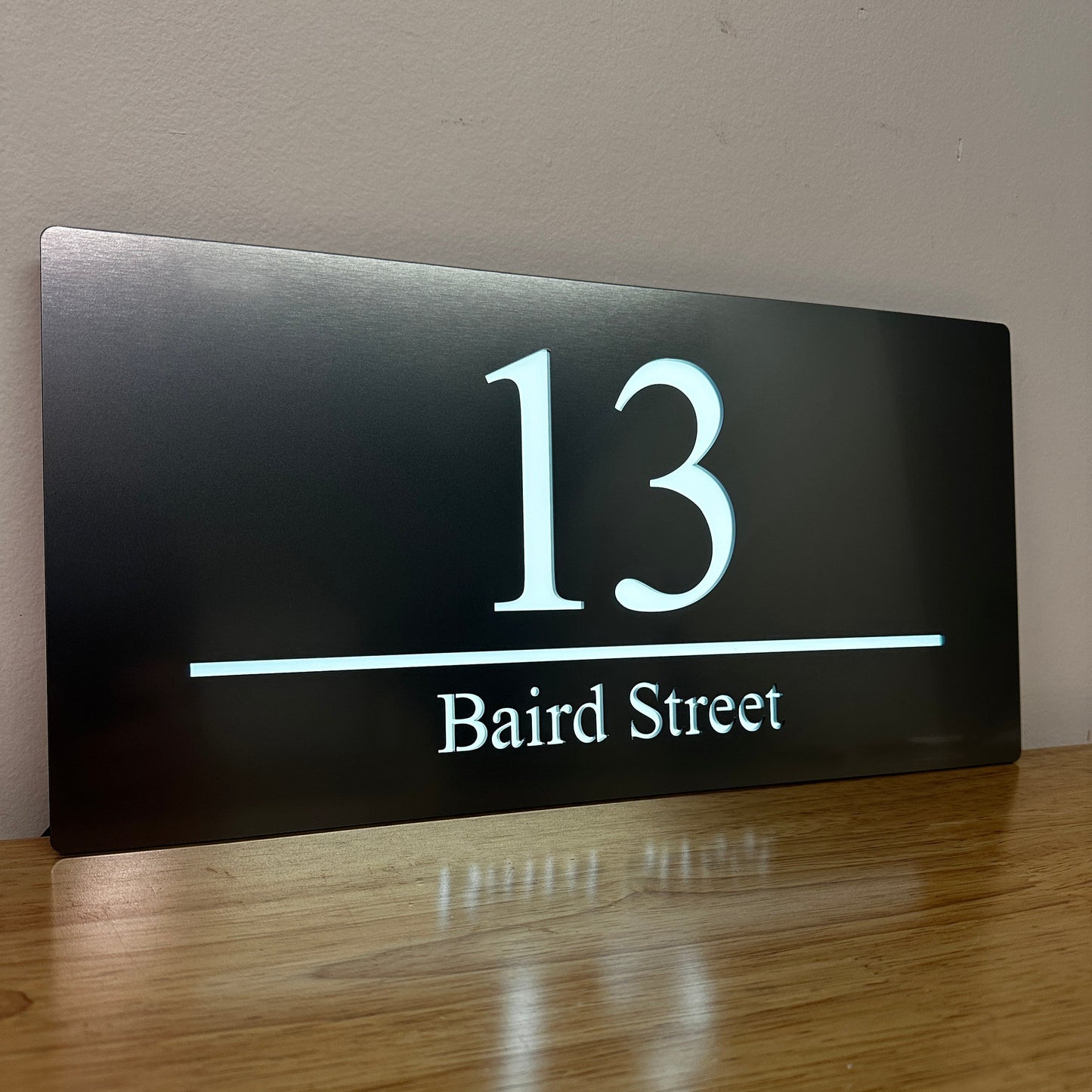 Illuminated House Number Sign - Landscape - Style 1