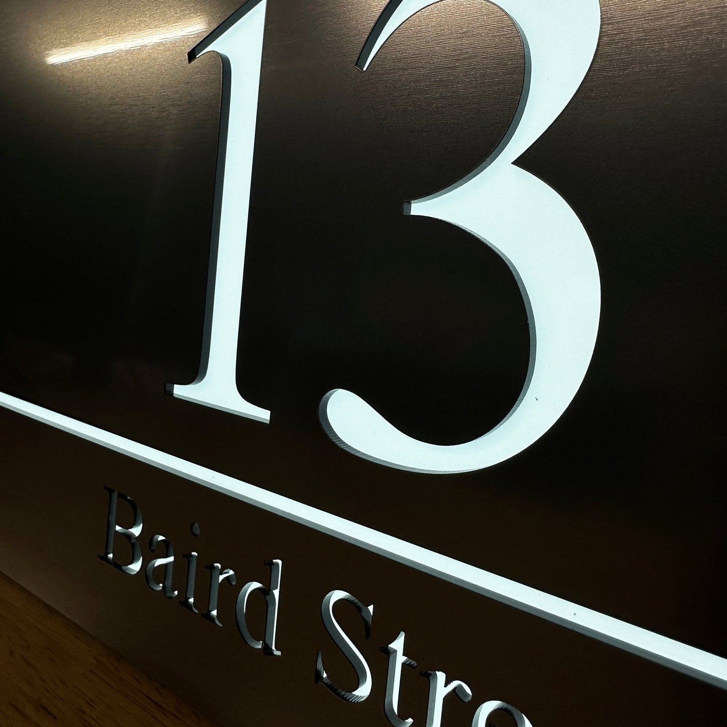 Illuminated House Number Sign - Landscape - Style 1
