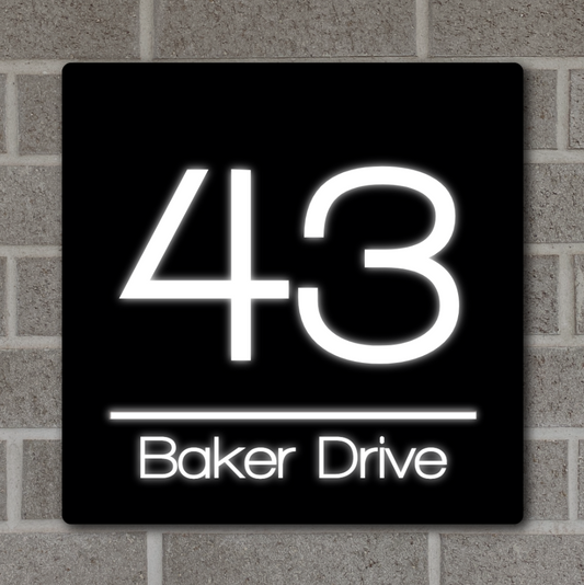 Illuminated House Number Sign - Square - Style 1